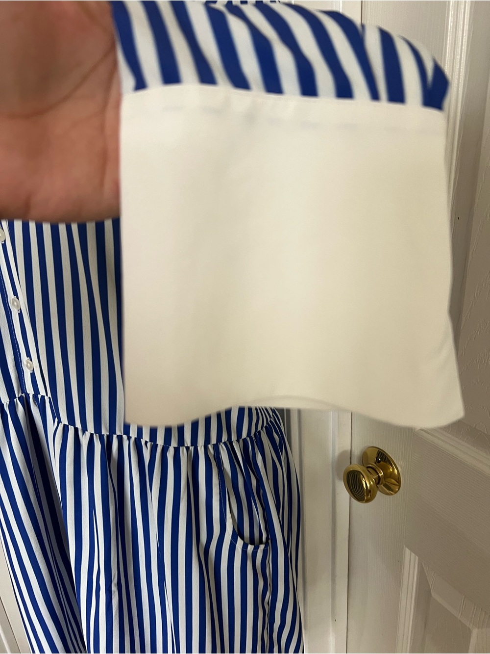 Tuckernuck Hayes Mini Drop-Waist Shirtdress Womens Size M blue white POCKETS! - Picture 4 of 9